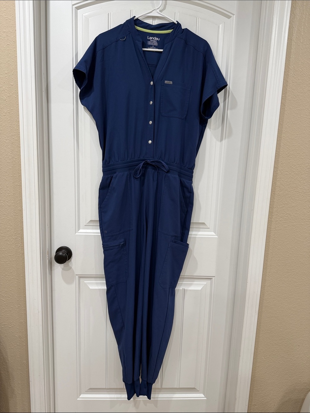 EUC Landau Navy Utility Jumpsuit Scrubs with Drawstring Waist